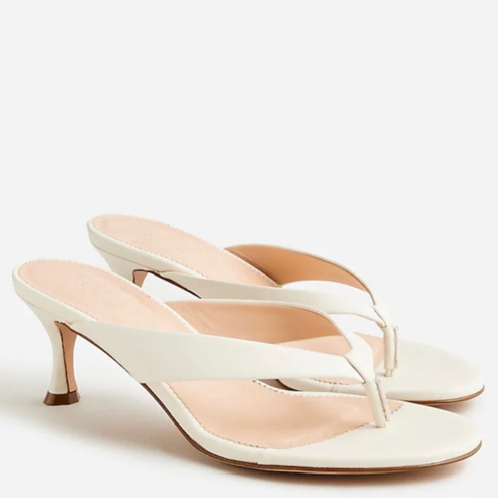 J Crew - NEW! VIOLETTA MADE-IN-ITALY THONG SANDALS IN IVORY LEATHER - Size 9
